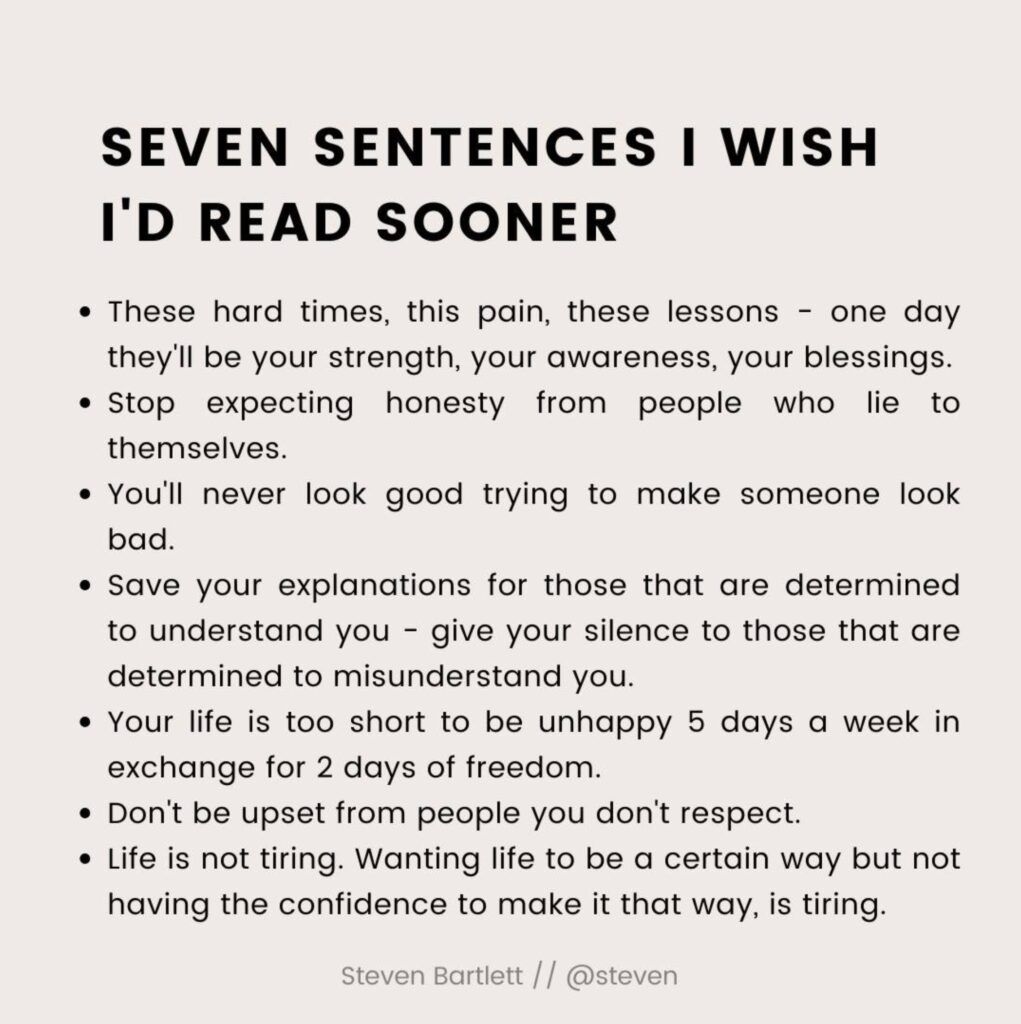 Steven Bartlett's 7 Sentences